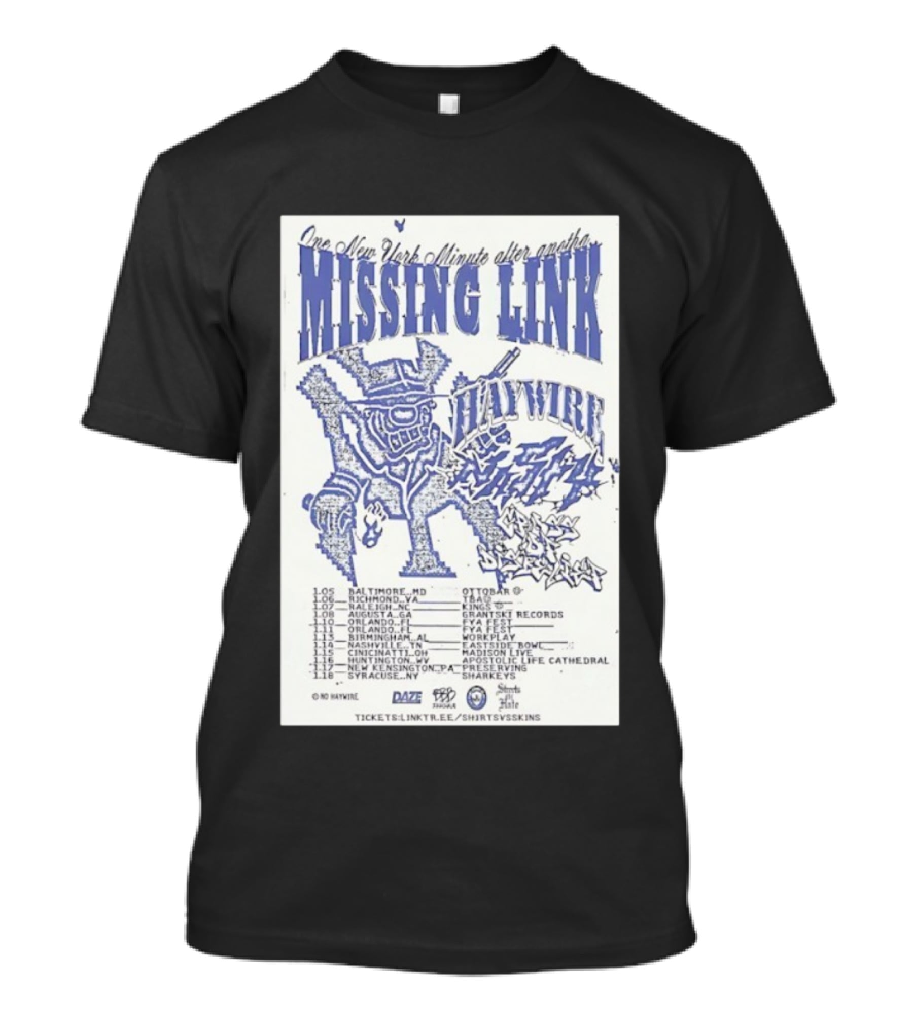 Missing Link One New York Minute Tour 2026 Dates All-City Show Locations T-Shirt