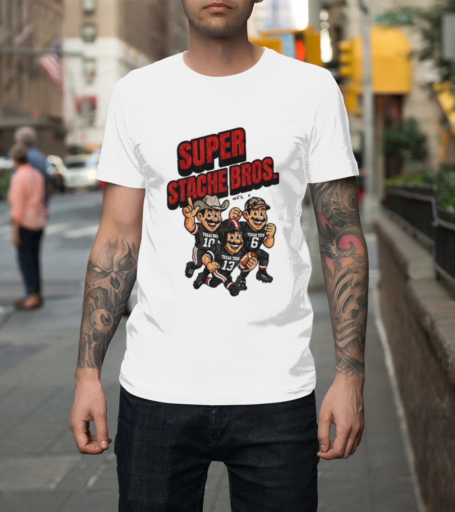 Texas Tech Red Raiders Super Stache Bros Cartoon Football Game Day T-Shirt