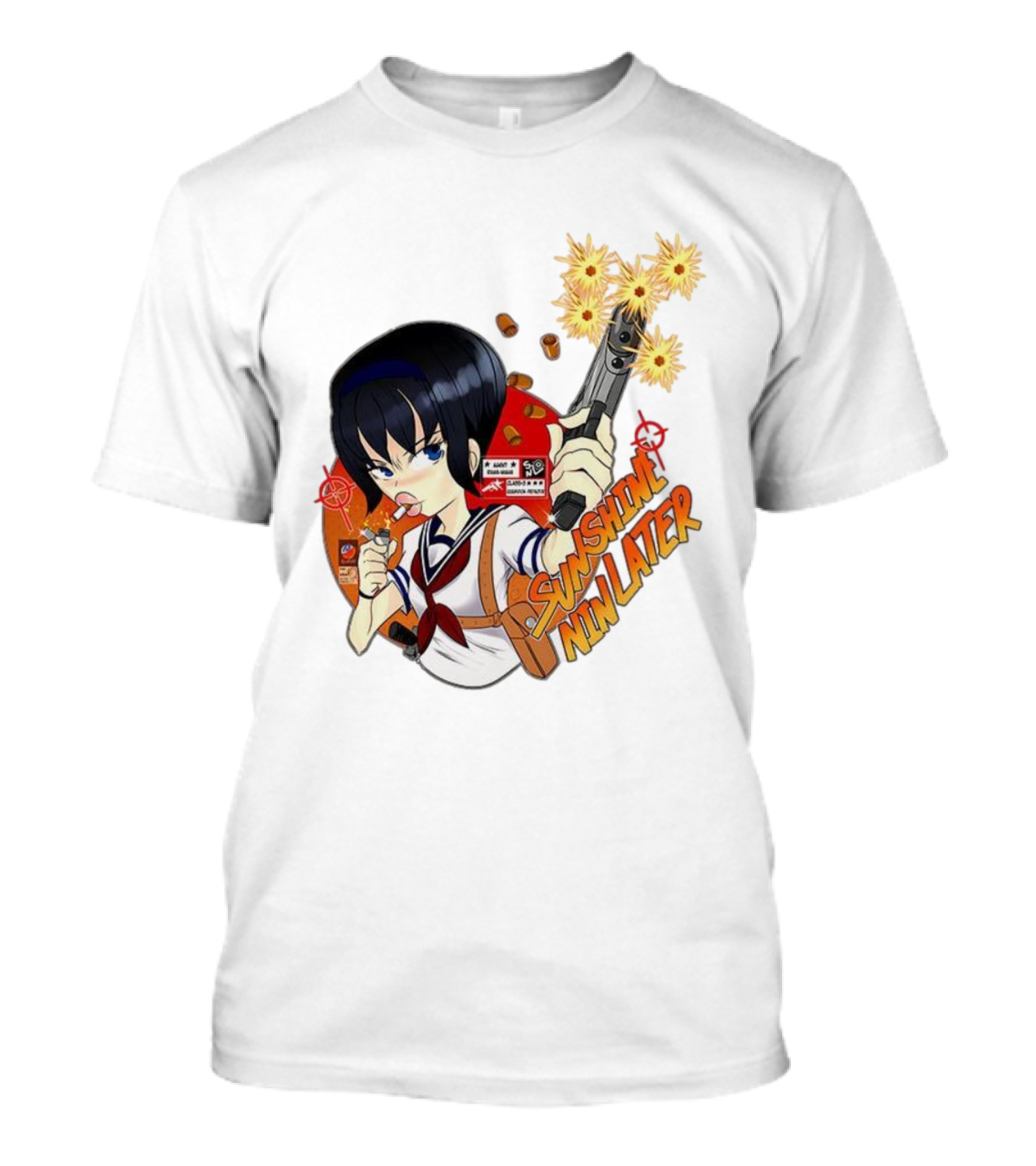 Sunshine Nin Later Anime Character Smoking Gun Action Scene T-Shirt