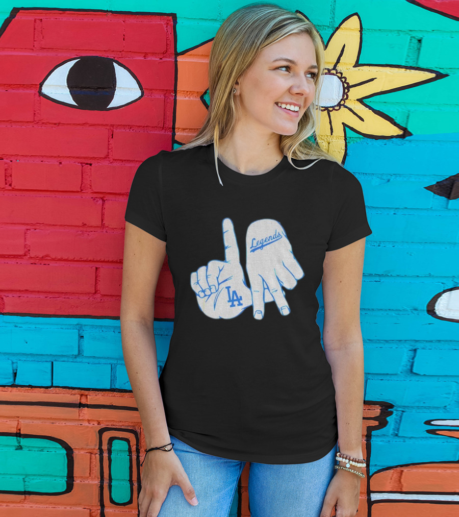 Los Angeles Dodgers Legends LA Hand Sign 2025 MLB Baseball T-Shirt
