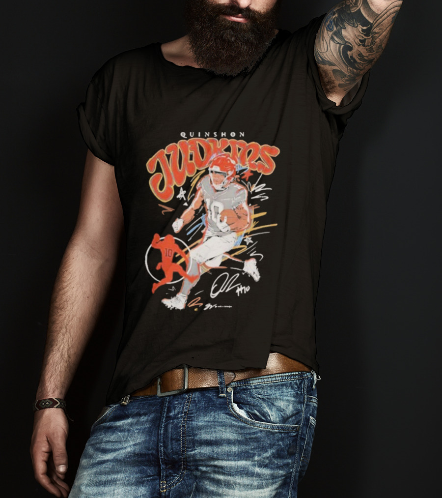 Quinshon Judkins Signature Scribble Art Cleveland Browns Football Number 4 T-Shirt