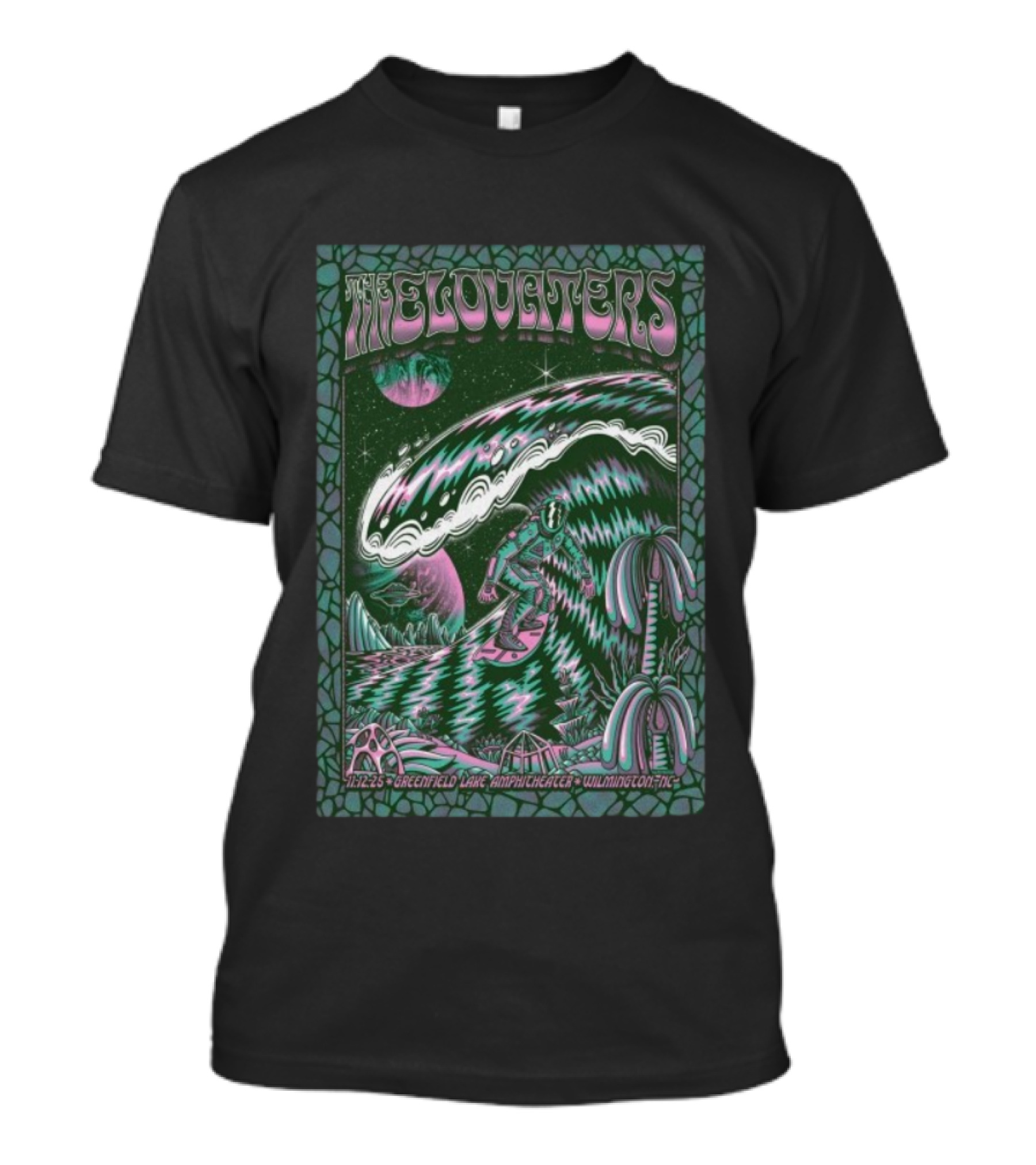 The Elovaters Greenfield Lake Amphitheater Wilmington NC Nov 12 2025 Wave Surf Psychedelic Art T-Shirt
