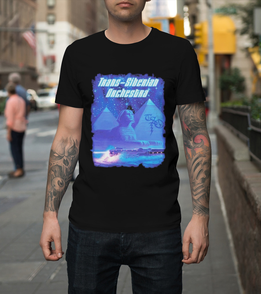 Trans-Siberian Orchestra Sphynx Train Pyramids Lightning Guitar Scene T-Shirt
