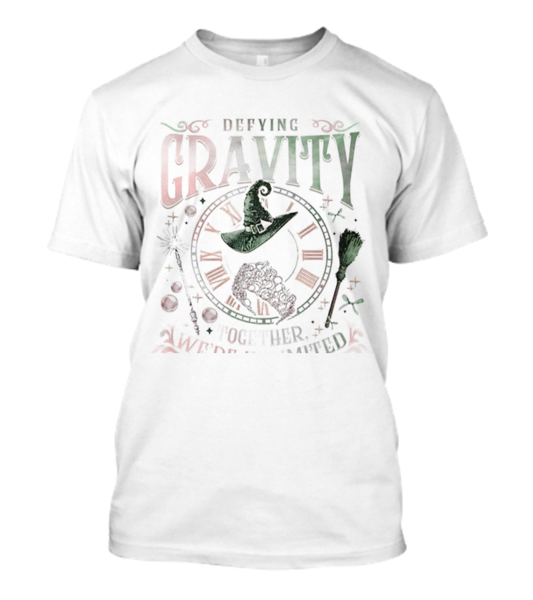 Defying Gravity Together We’re Unlimited Halloween Wicked Witch Hat Broom Theme T-Shirt