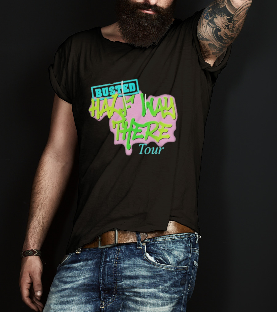 Busted Half Way There Tour Graffiti Neon Style T-Shirt