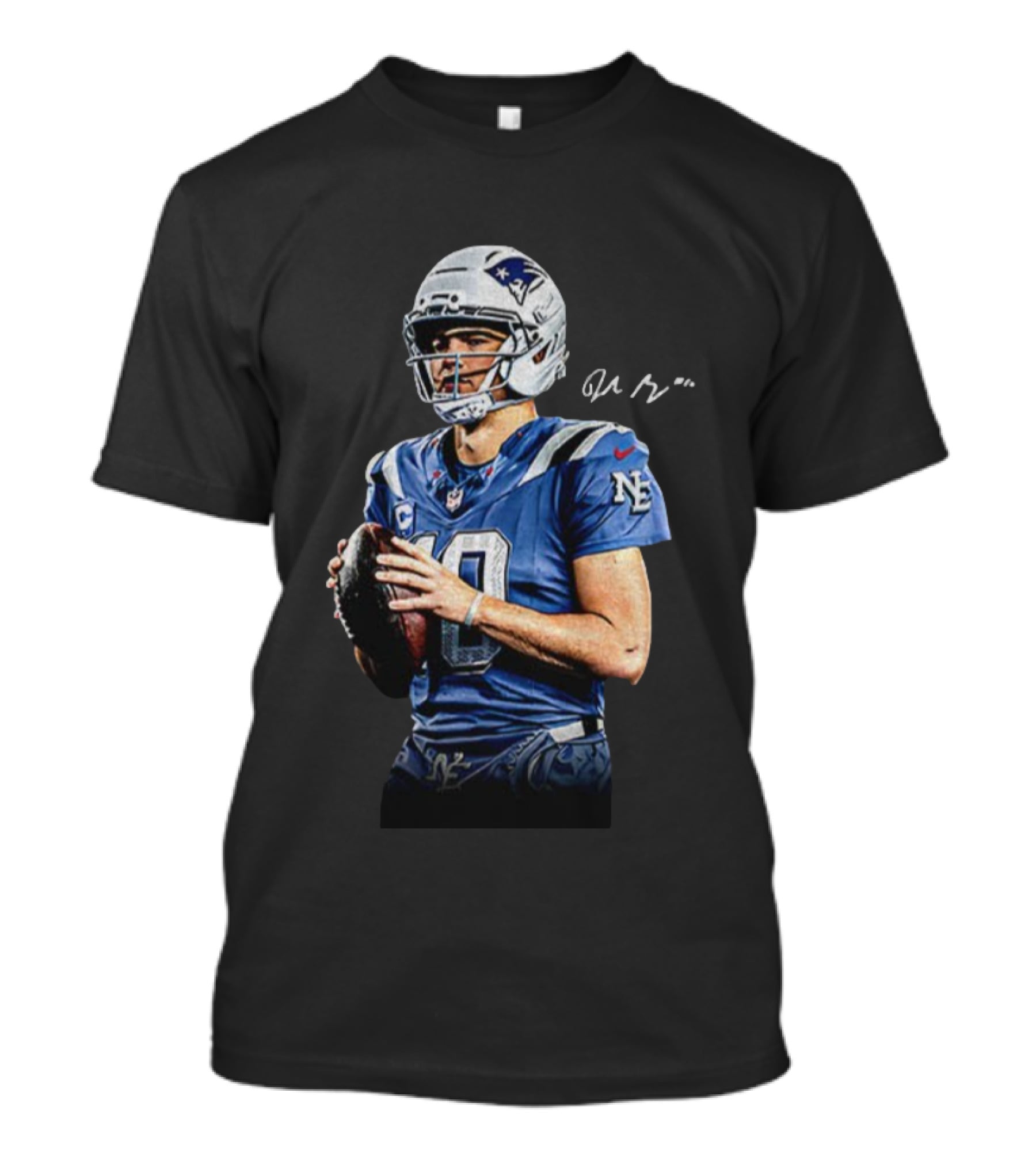 Drake Maye New England Patriots NFL Football Quarterback Signature New Era T-Shirt