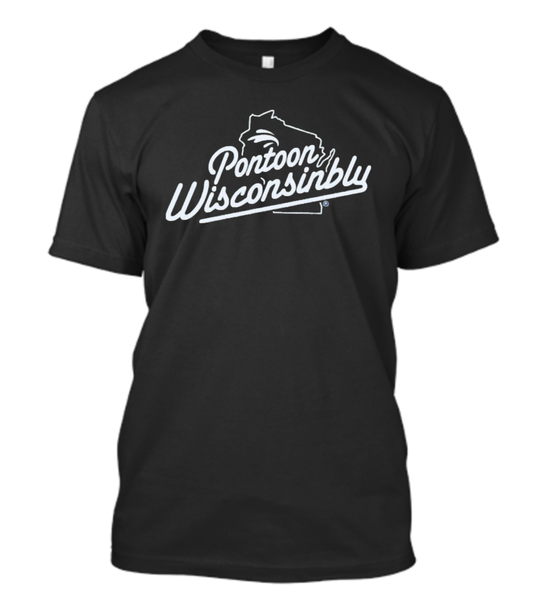 Pontoon Wisconsinbly State Outline Style T-Shirt