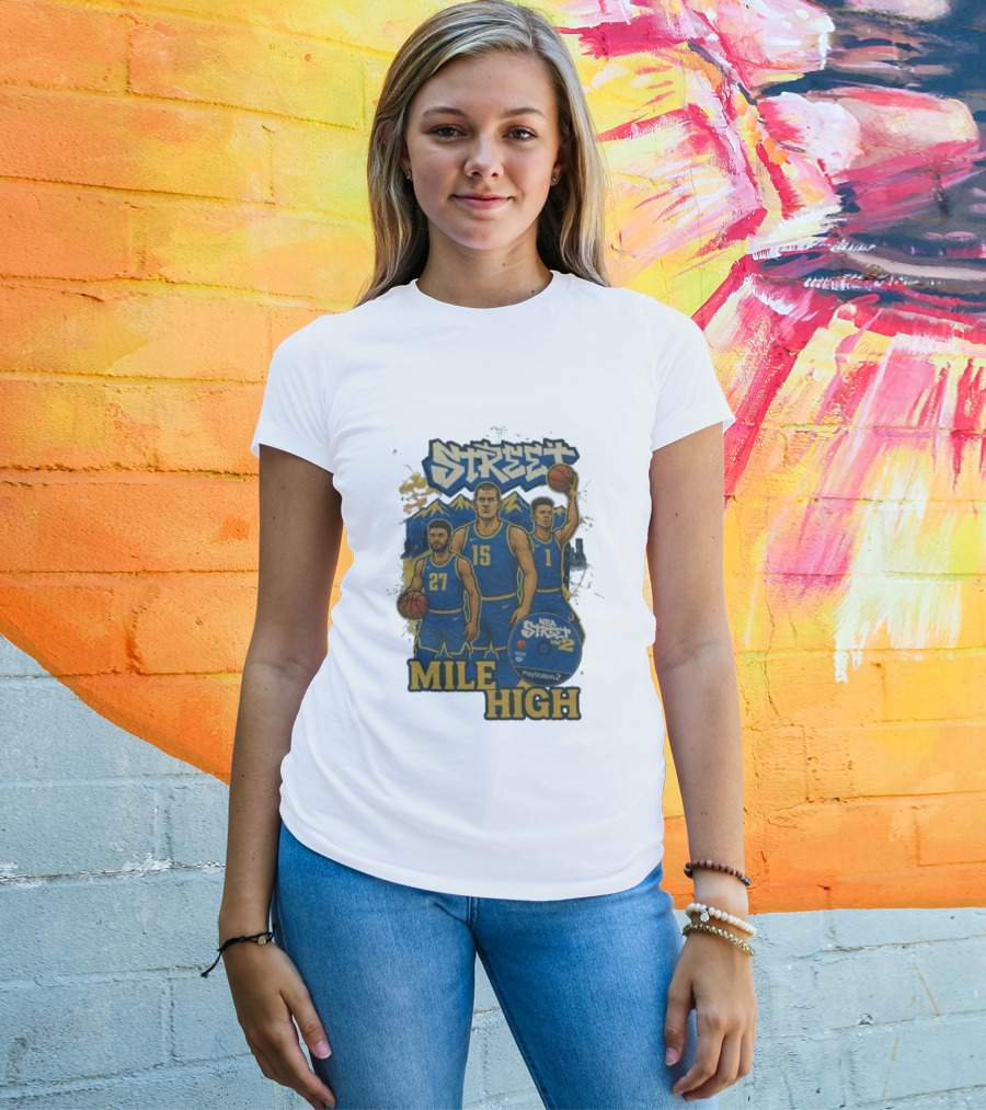 NBA Street Vol 2 Mile High Denver 27 15 Basketball Stars T-Shirt