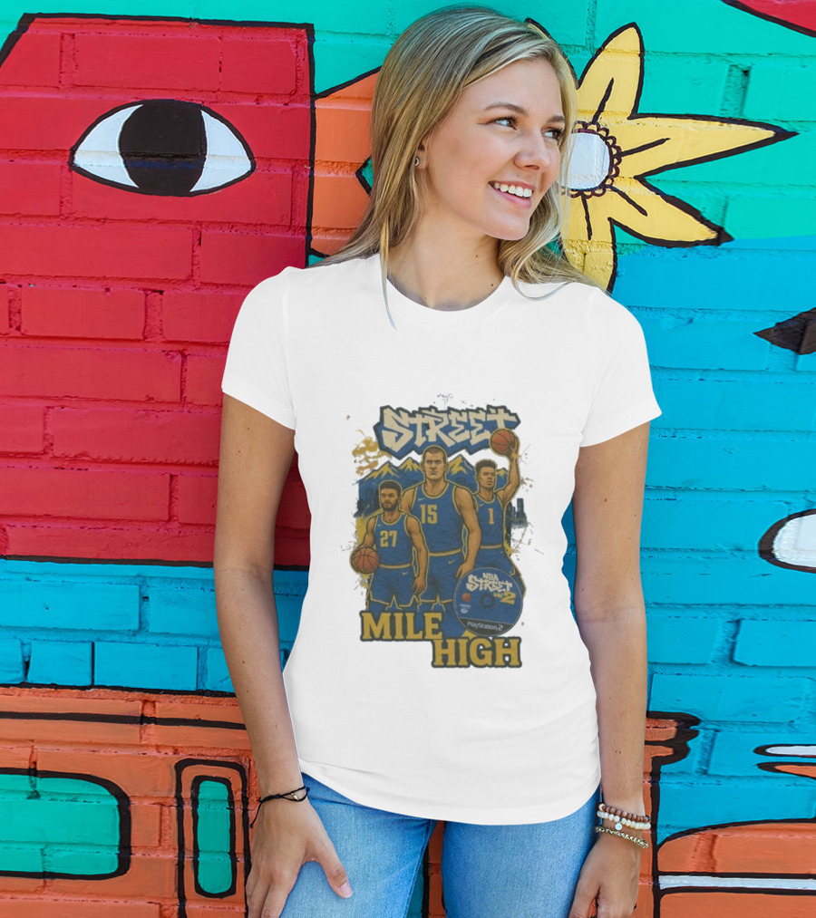 NBA Street Vol 2 Mile High Denver 27 15 Basketball Stars T-Shirt
