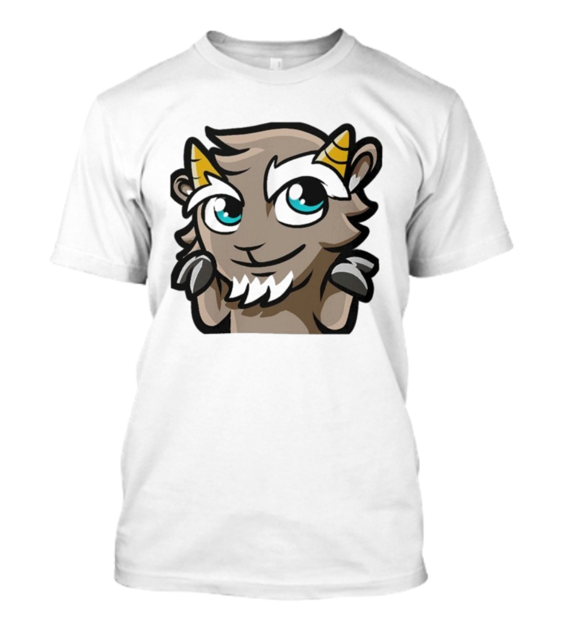 ``` Cliffy Shrug Cartoon Goat With Horns And Blue Eyes ``` T-Shirt