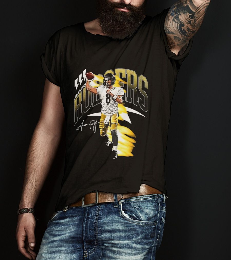 Aaron Rodgers Number 08 Pittsburgh Steelers Football Signature T-Shirt