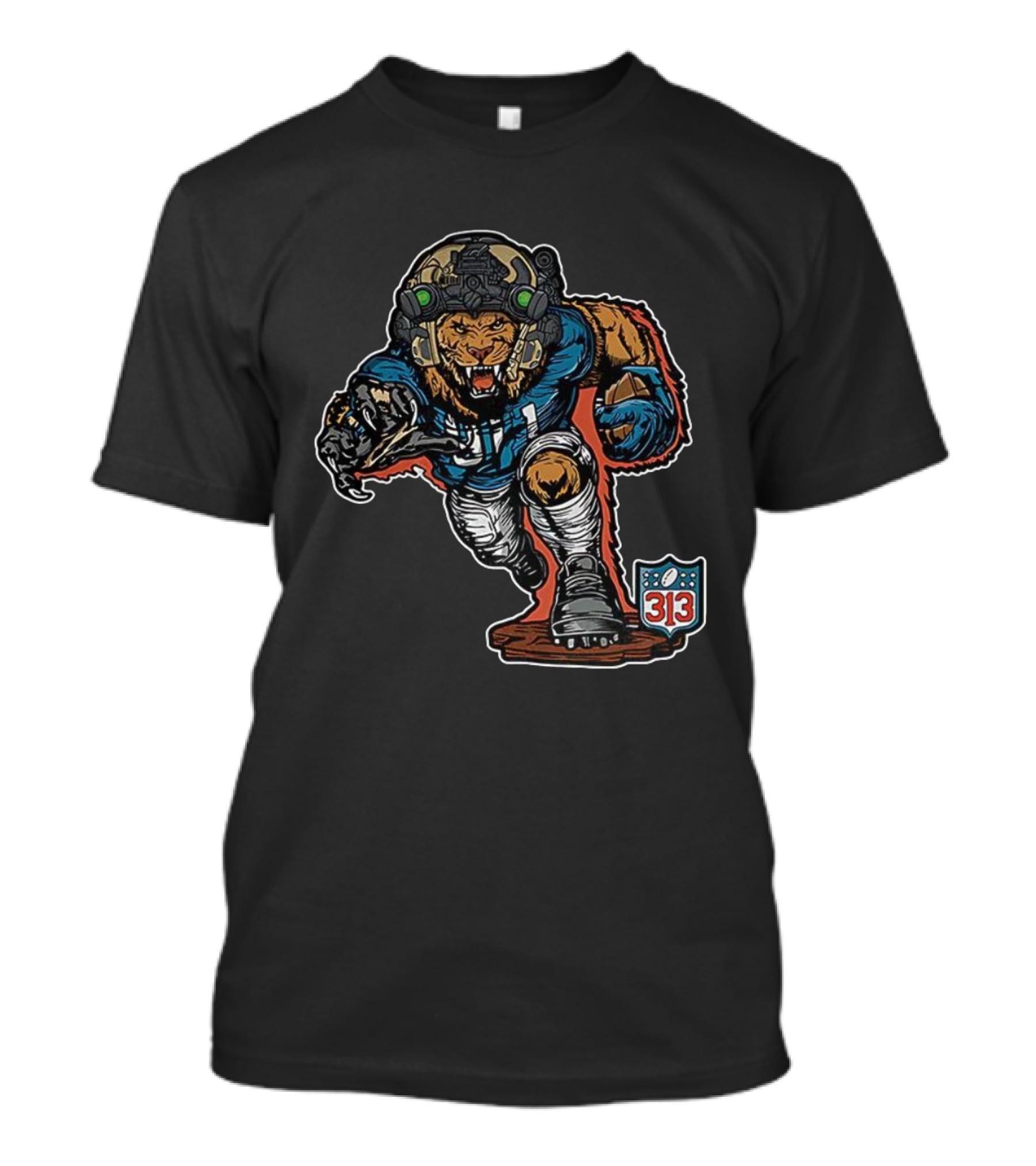 Detroit Lions 313 Soldier Mascot Football Lion Warrior T-Shirt