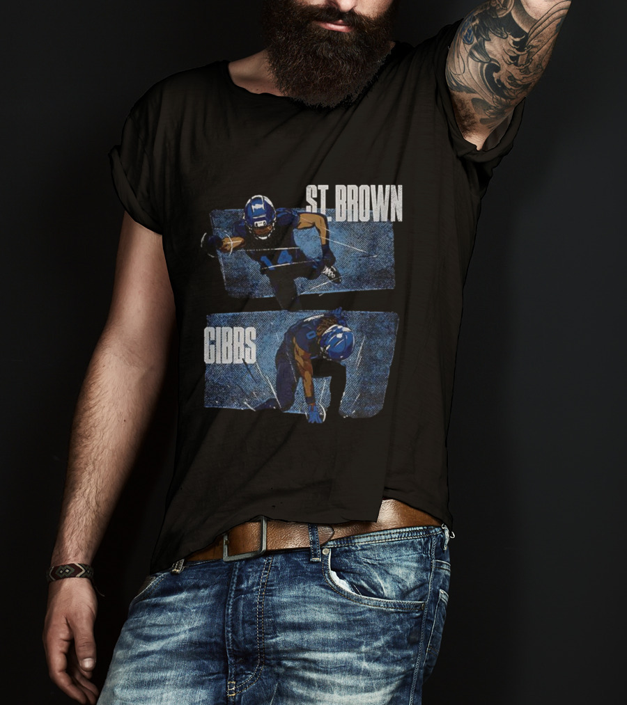 Detroit Lions Football Stars Jahmyr Gibbs And Amon-Ra St. Brown T-Shirt