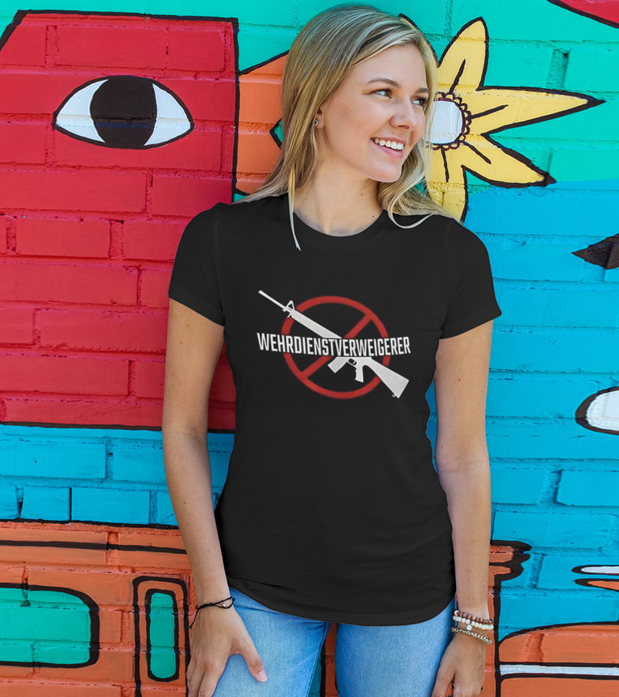 Wehrdienst Verweigern Anti-Gun Symbol Red Circle Rifle Imagery T-Shirt