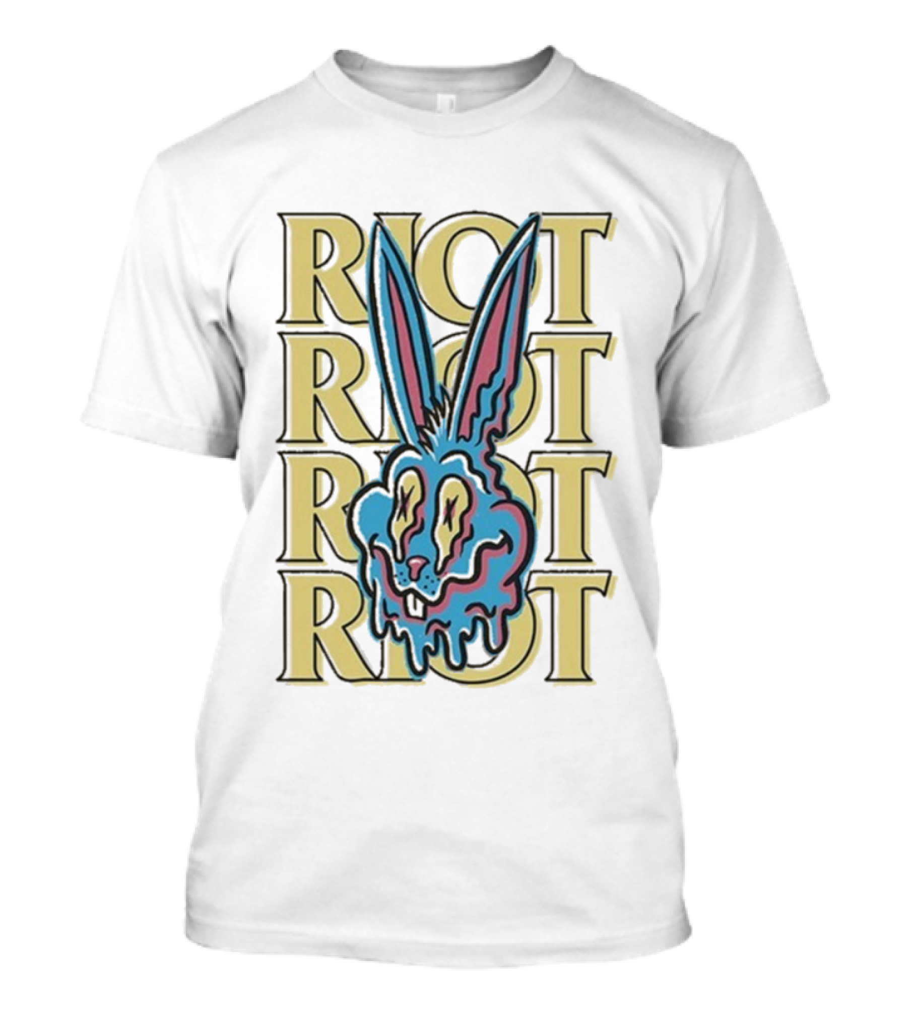 Riot Fest Bunny Dripping Psychedelic Graphic Art T-Shirt