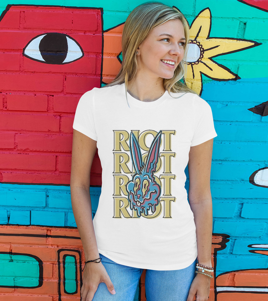 Riot Fest Bunny Dripping Psychedelic Graphic Art T-Shirt