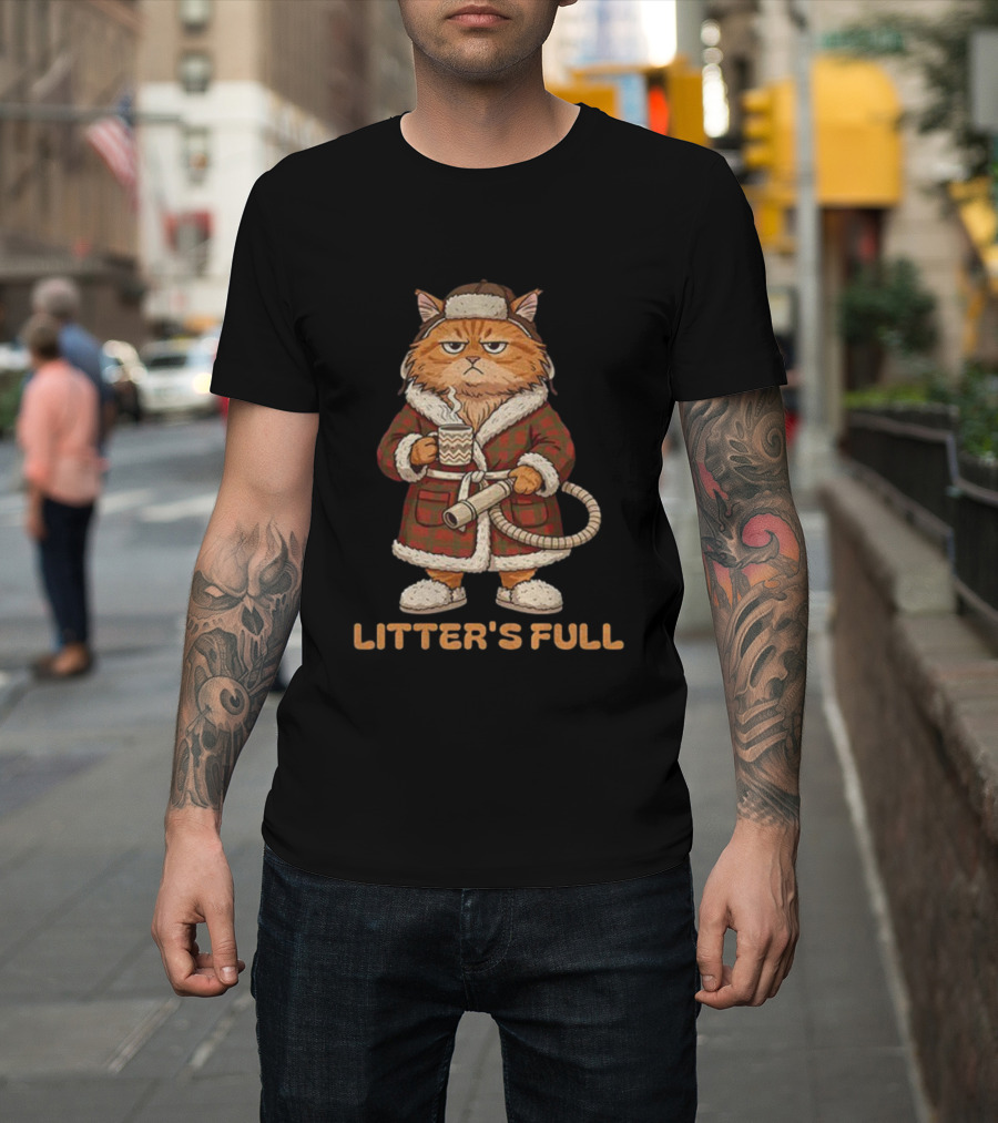 Litter's Full Grumpy Cat Christmas Humor Meme Holiday Coffee And Robe T-Shirt
