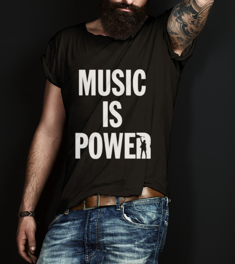 MUSIC IS POWER Richard Ashcroft Holding Guitar T-Shirt