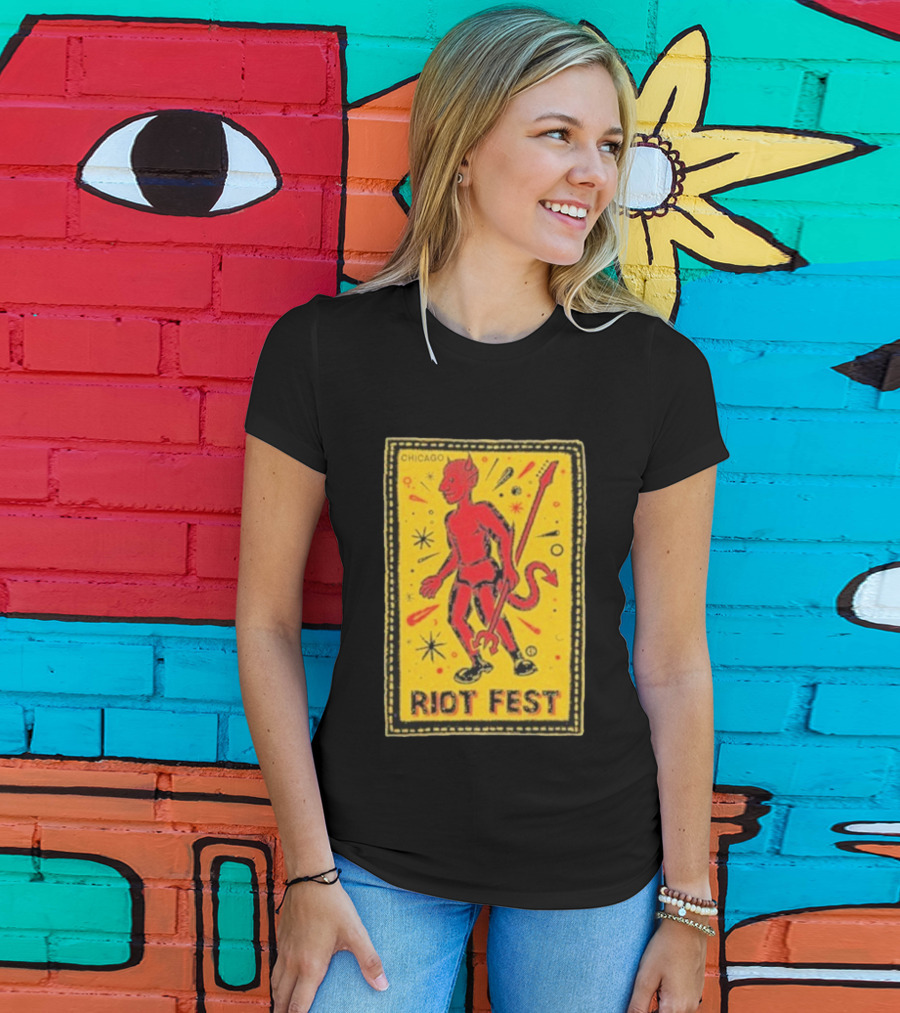 Riot Fest Chicago Chema Devil Retro Yellow Black Red T-Shirt