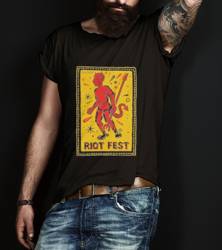 Riot Fest Chicago Chema Devil Retro Yellow Black Red T-Shirt