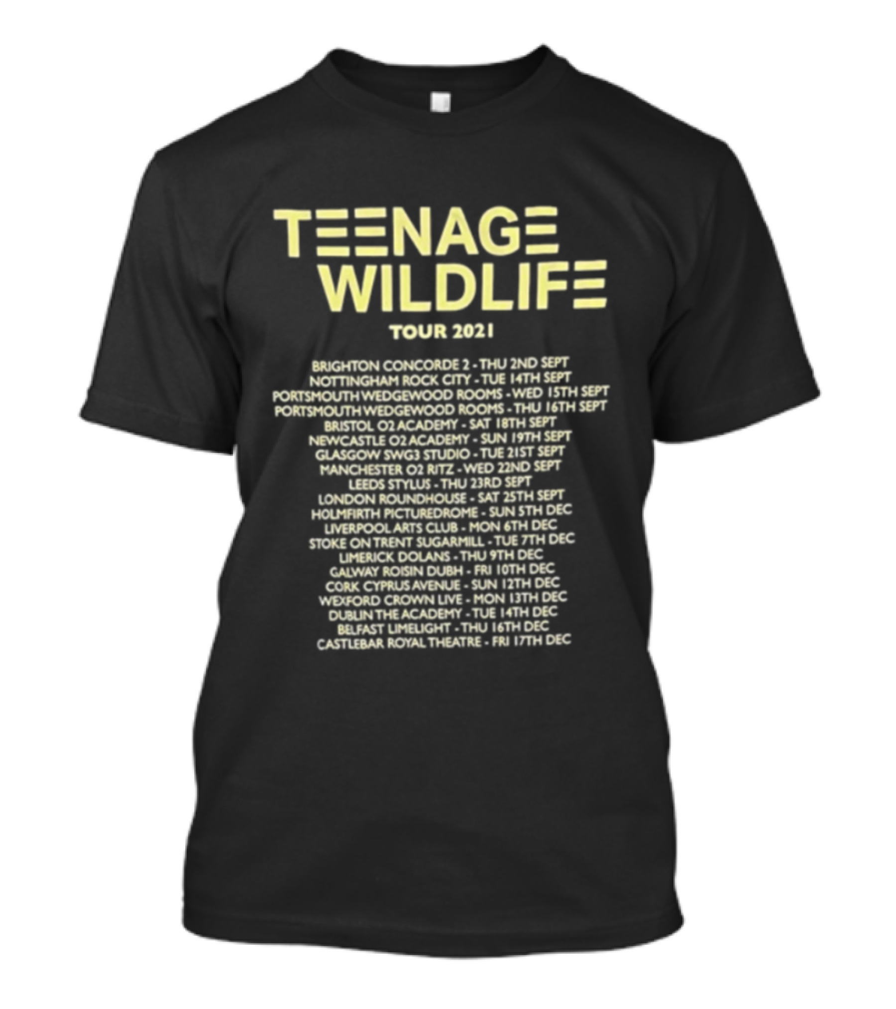 Teenage Wildlife Tour 2021 Ash Band Concert Dates And Locations T-Shirt