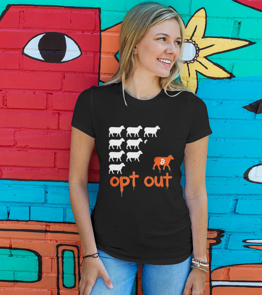 Bitcoin Opt Out Sheep Herd Graphic T-Shirt