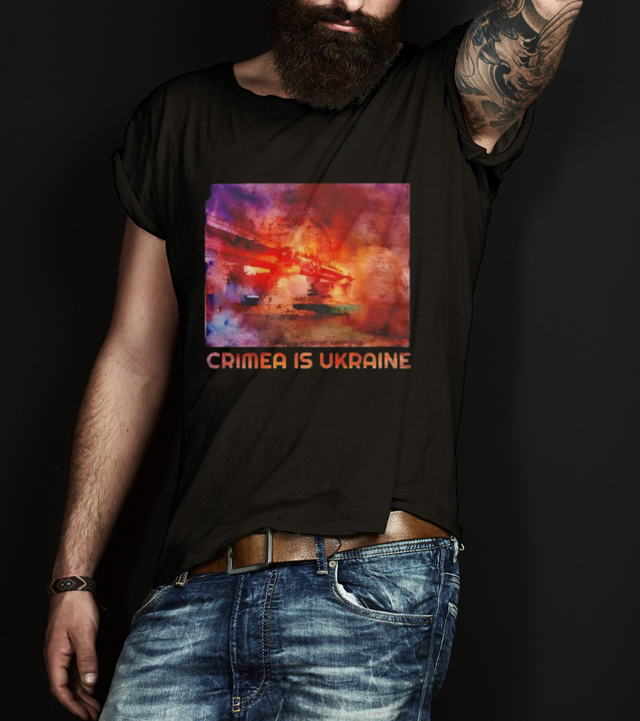 Crimea Is Ukraine Watercolor Bridge Explosion Imagery T-Shirt