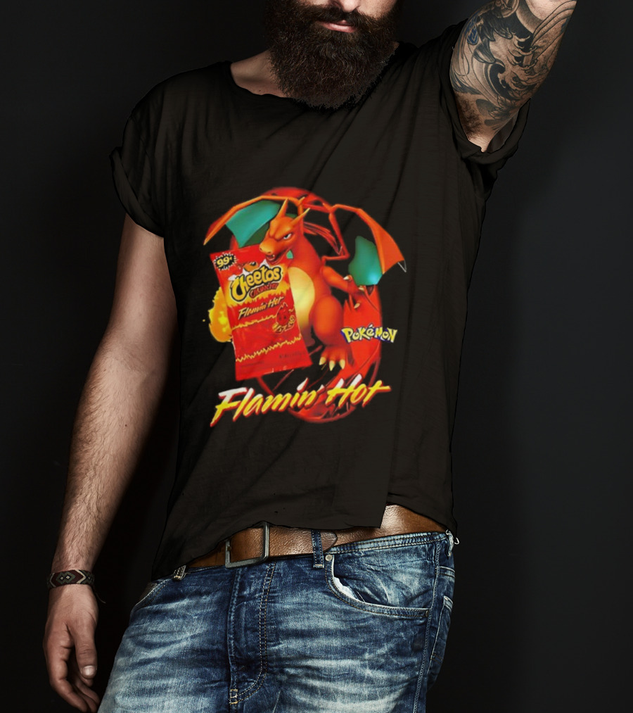 Flamin’ Hot Cheetos Charizard Pokémon Crossover T-Shirt