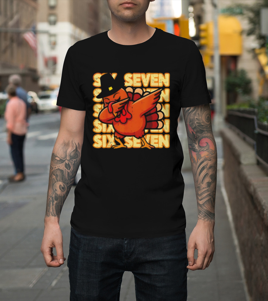 Thanksgiving Turkey Dab Meme Six Seven 67 Funny T-Shirt
