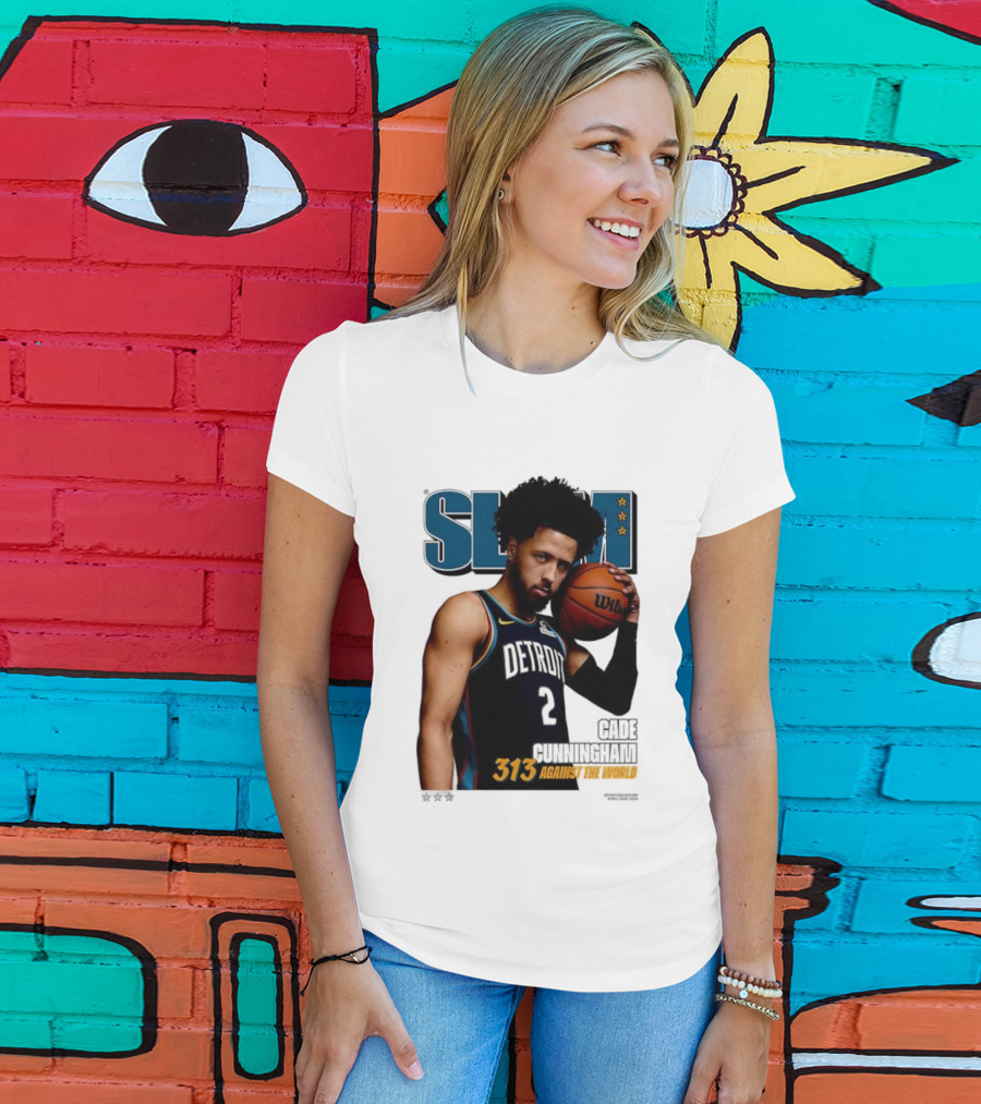 Slam Cade Cunningham Detroit Pistons 313 Against The World T-Shirt