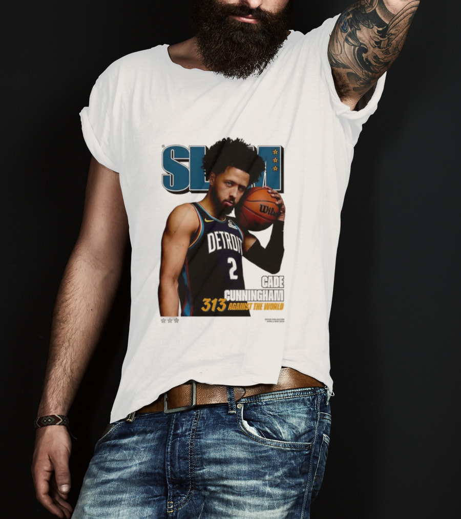 Slam Cade Cunningham Detroit Pistons 313 Against The World T-Shirt