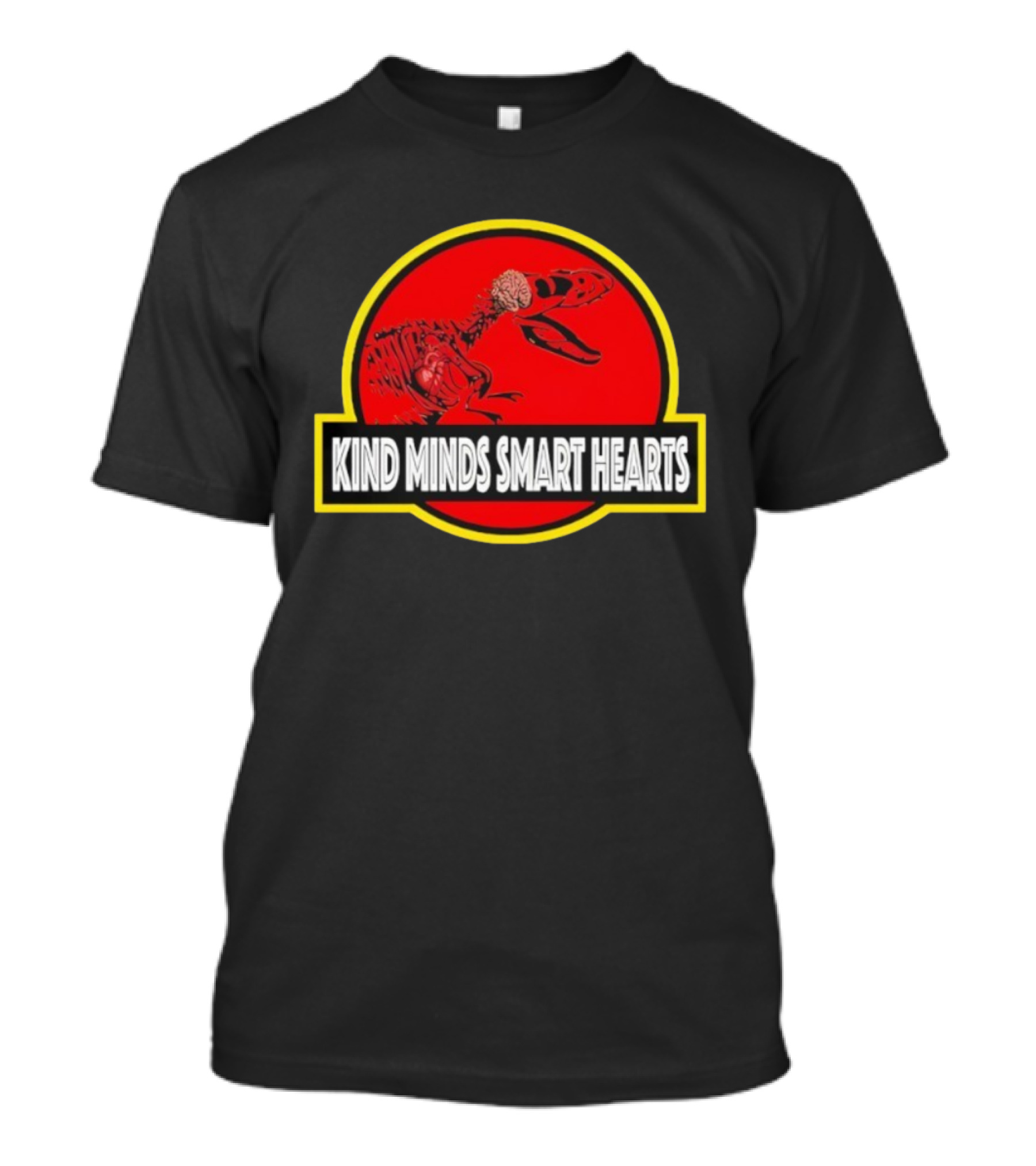 Kind Minds Smart Hearts Dinosaur Red Badge T-Shirt