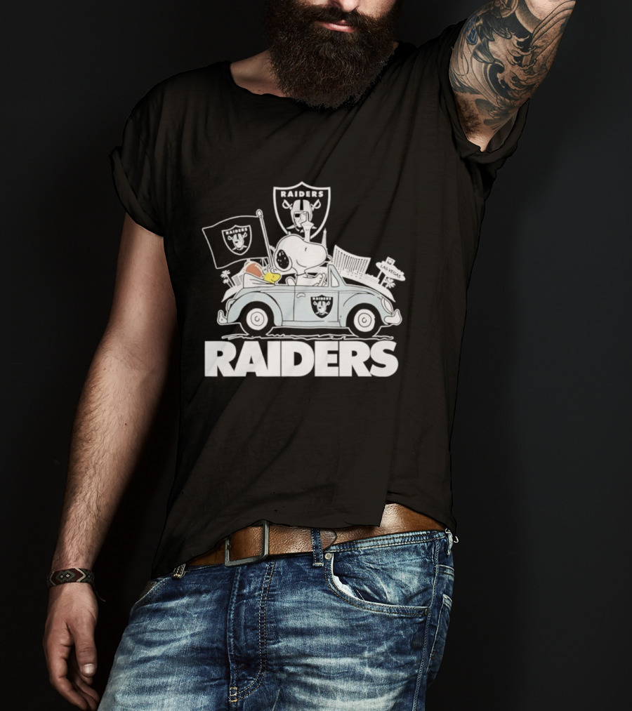 Peanuts Las Vegas Raiders Welcome To The Pound Driving Car Raiders Football Snoopy T-Shirt