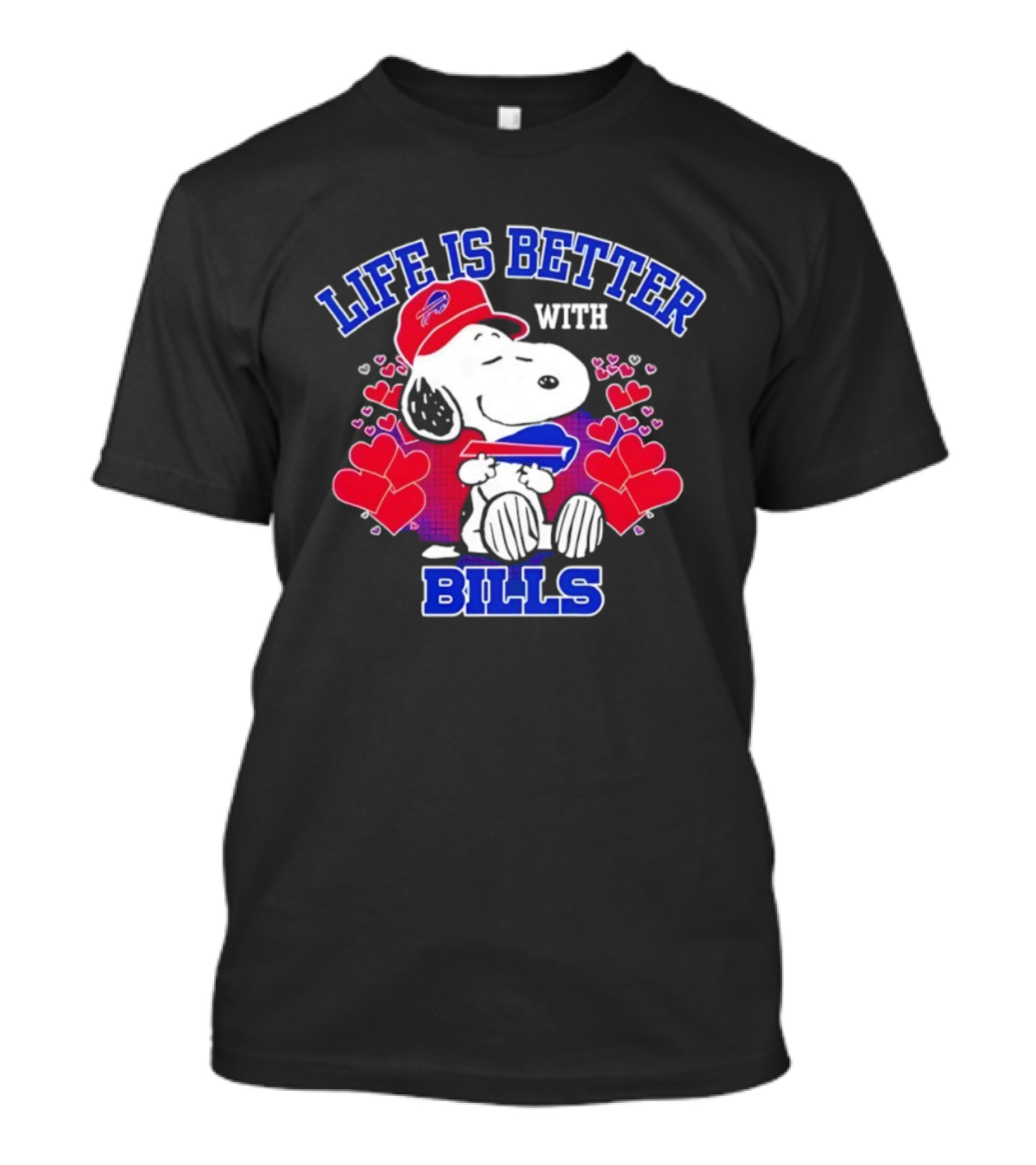 Life Is Better With Buffalo Bills Snoopy Hearts And Football Team Spirit T-Shirt