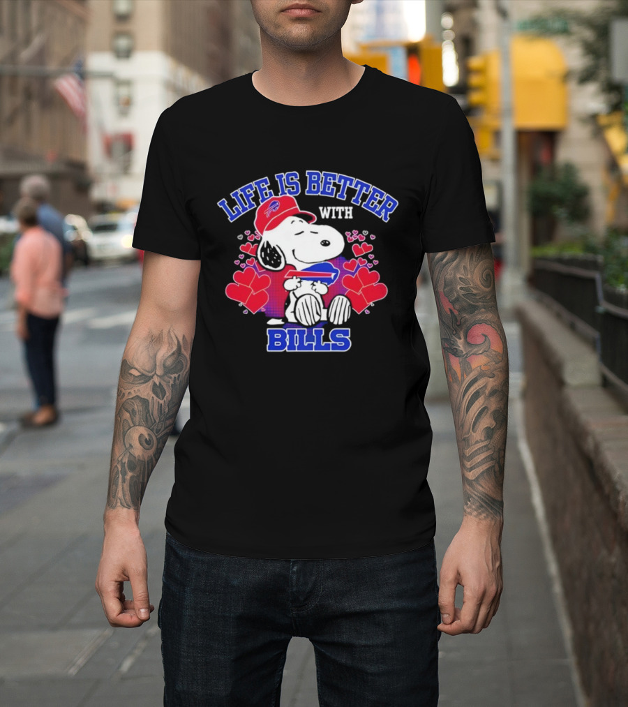 Life Is Better With Buffalo Bills Snoopy Hearts And Football Team Spirit T-Shirt