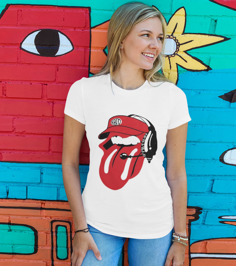 Red Hat Tongue Out Georgia Football Headset T-Shirt