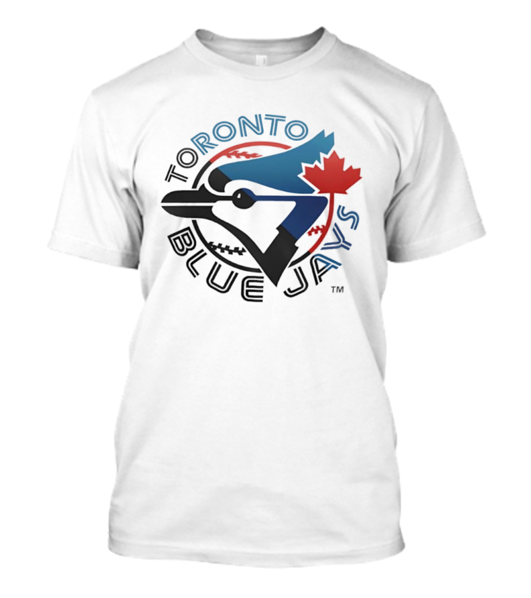 Toronto Blue Jays Women’s Half & Half Maple Leaf Blue Jay Emblem T-Shirt