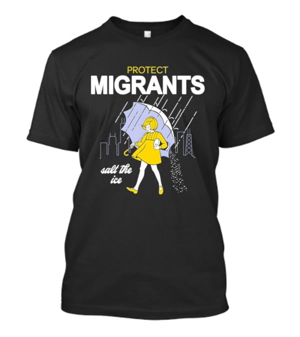 Chicago Midwest Protect Migrants Salt The Ice Umbrella Girl Rain Skyline T-Shirt