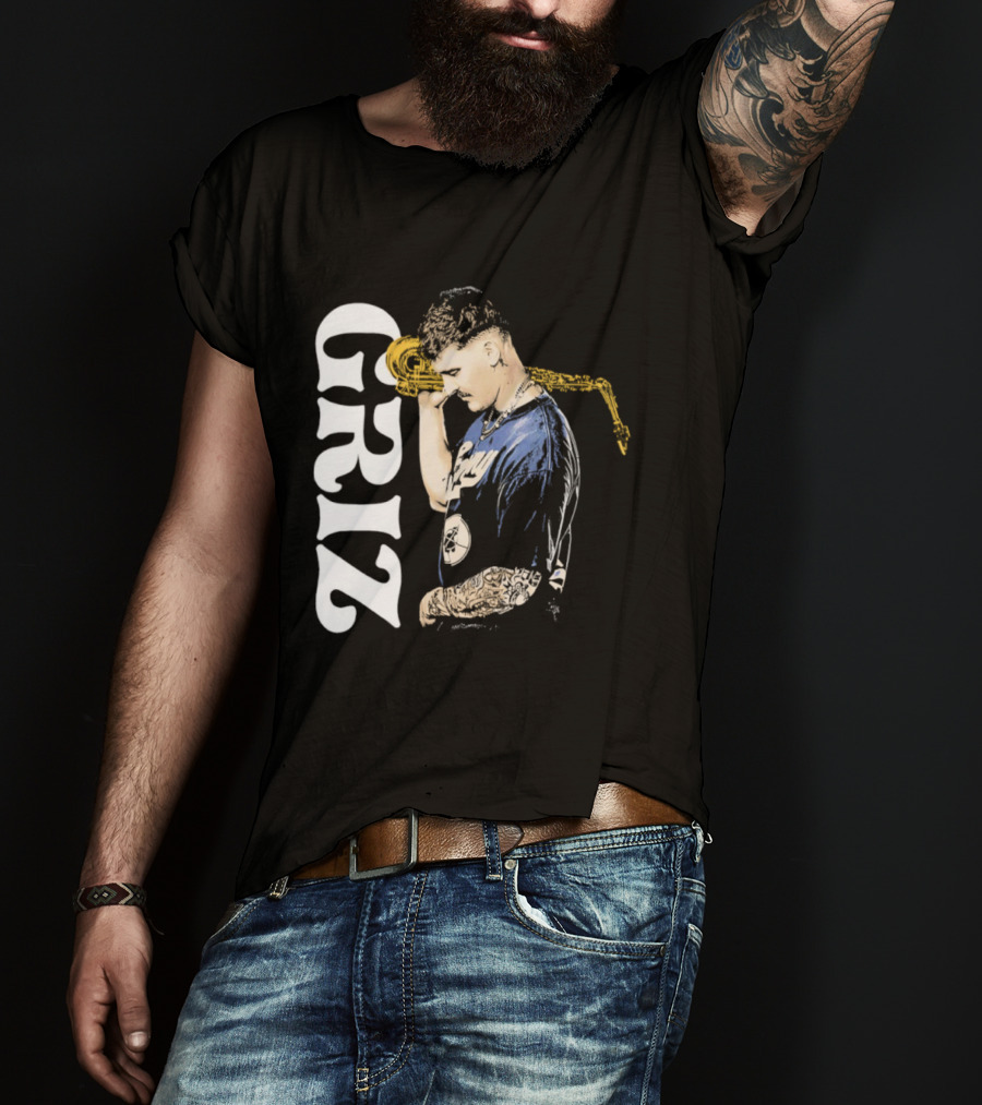 GRiZ Saxophone Player Portrait With Text T-Shirt