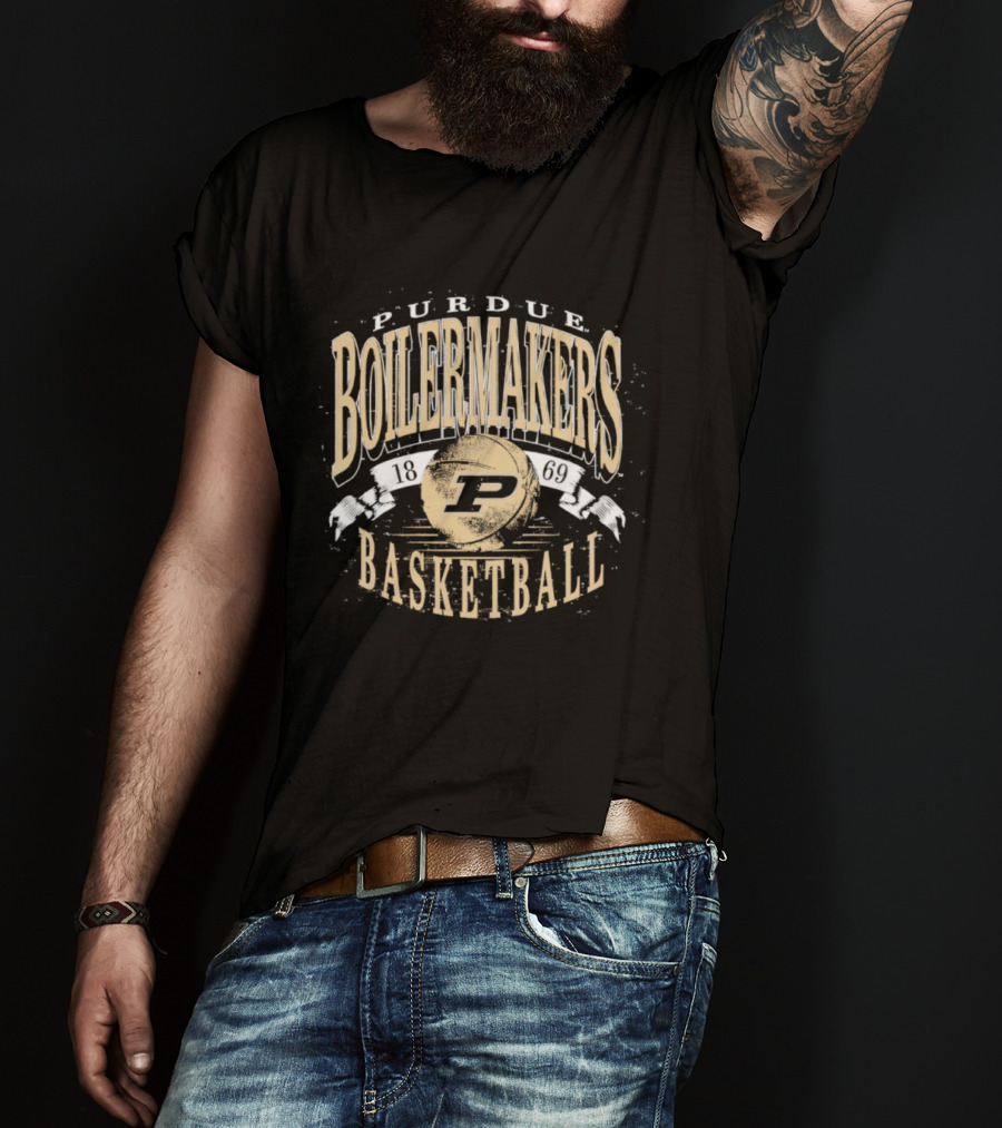 Purdue Boilermakers Basketball P Logo Vintage Style T-Shirt