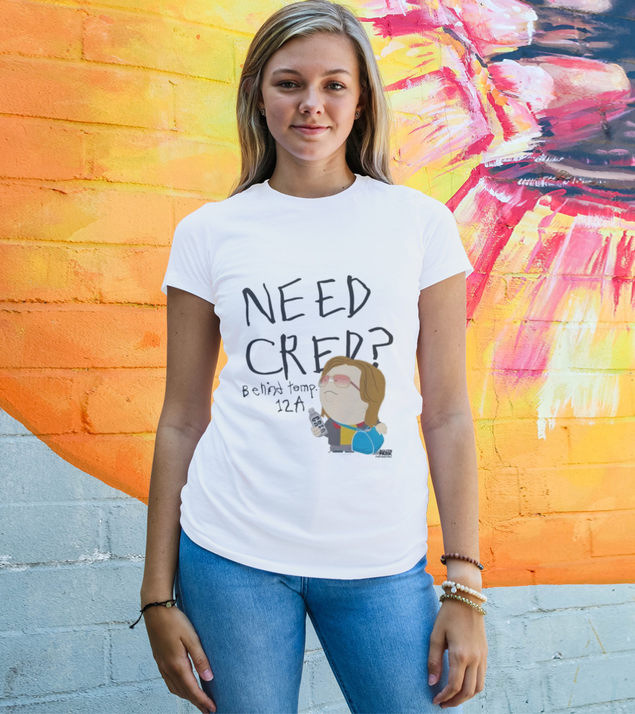 South Park Need Cred Behind Temp 12A Character Holding Microphone T-Shirt