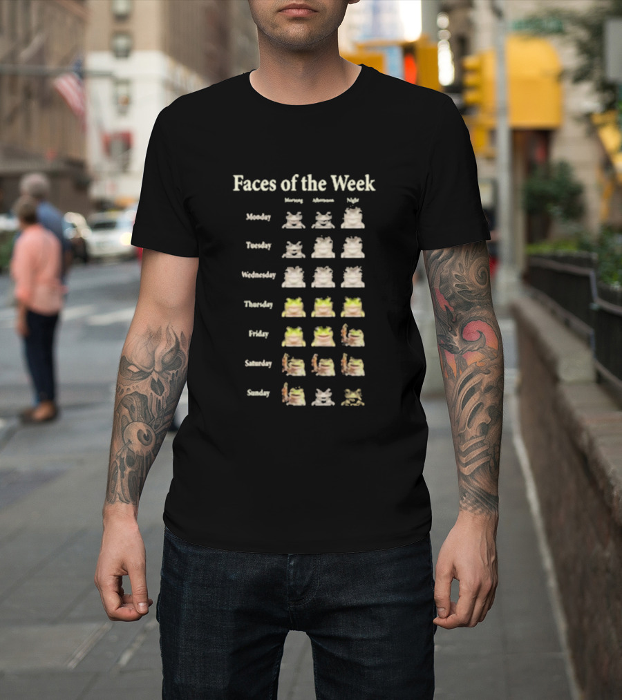 Faces Of The Week Funny Frog Memes Monday To Sunday T-Shirt