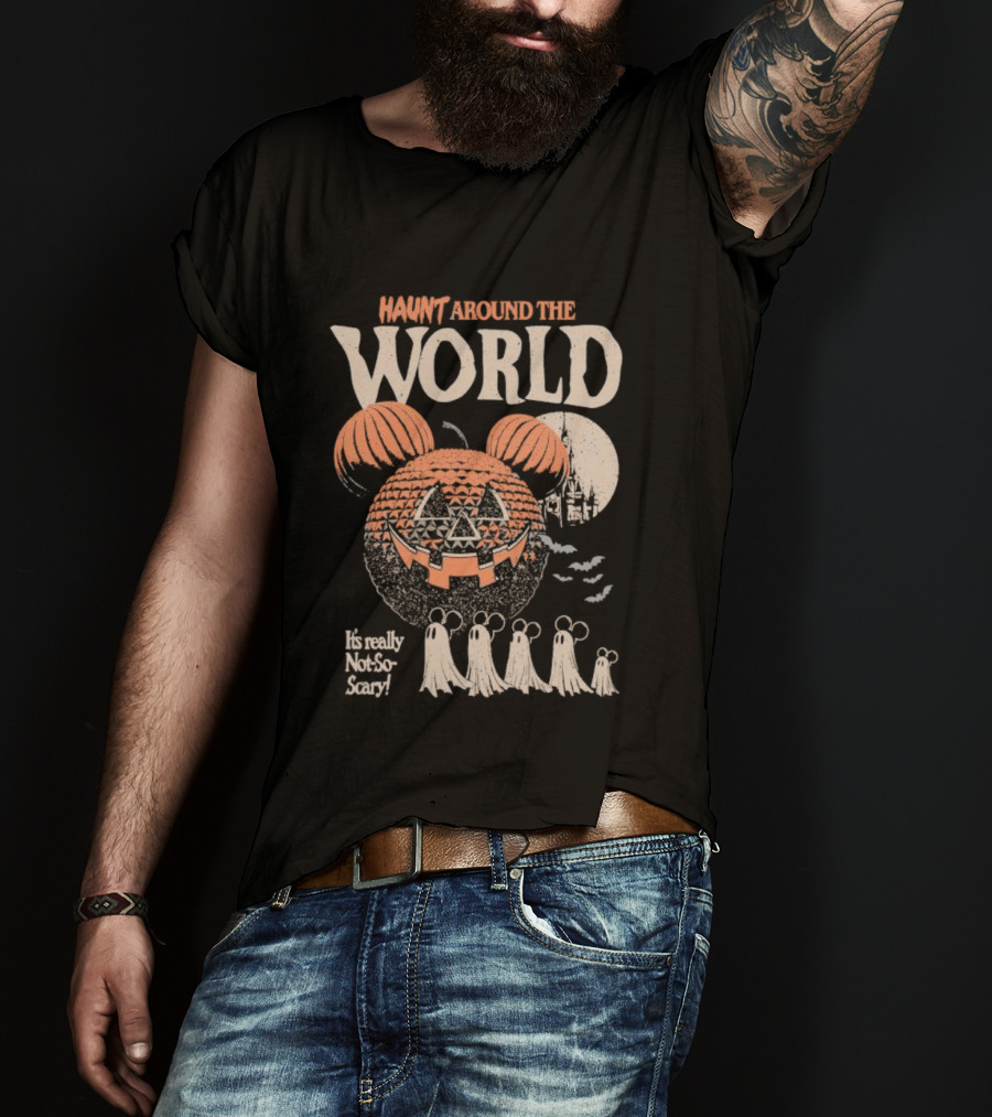 Mickey Inspired Pumpkin Ghosts Happy Haunt Around The World Halloween T-Shirt