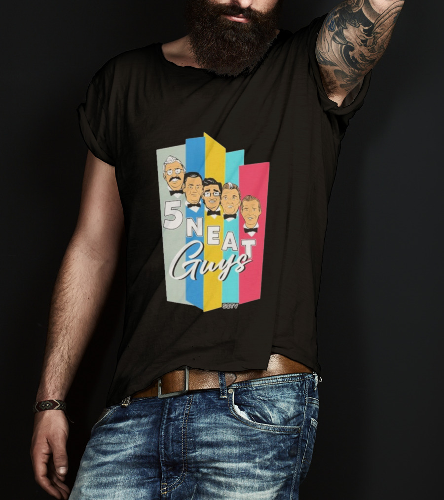 SCTV 5 Neat Guys Bow Tie Graphic Comedy Series T-Shirt