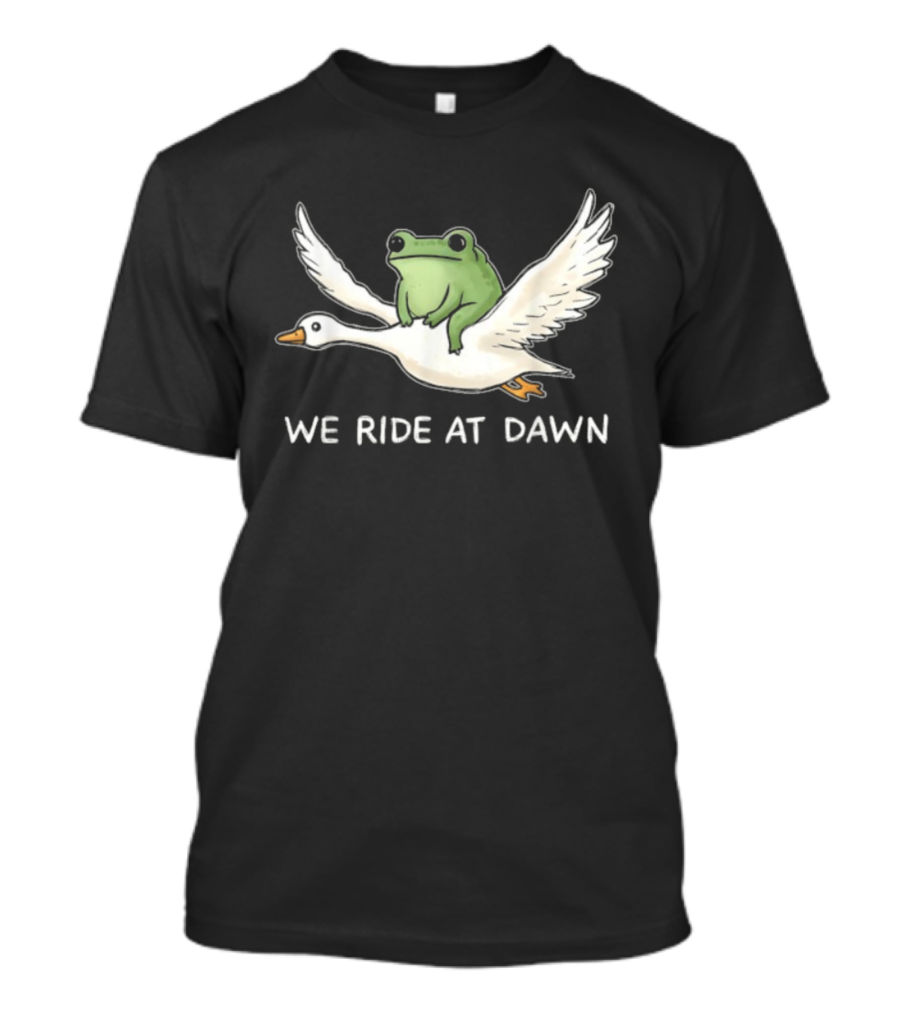 We Ride At Dawn Frog Riding Goose Funny Animal Adventure T-Shirt