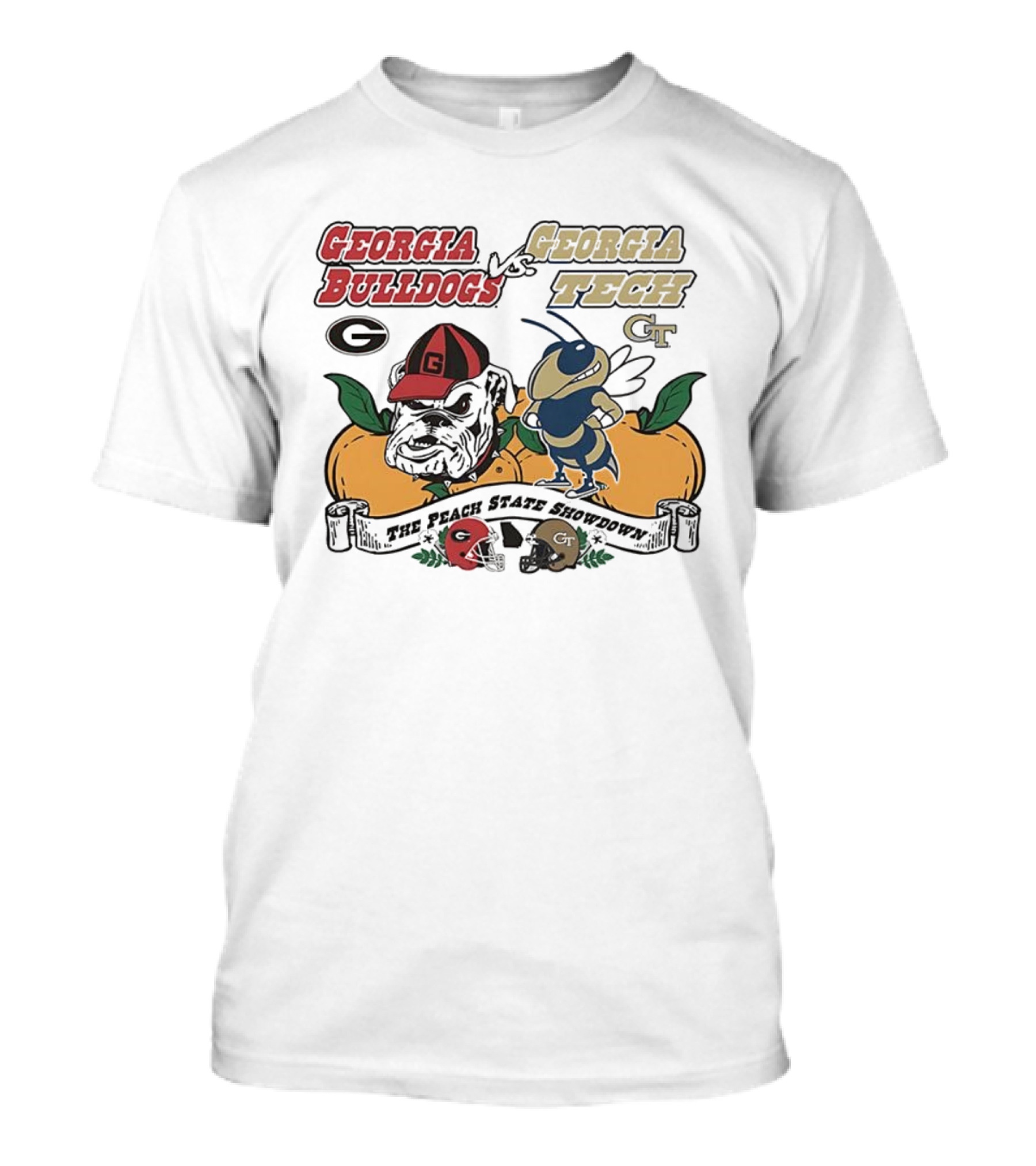 Georgia Bulldogs Vs Georgia Tech Yellow Jackets Peach State Showdown Mascot Battle T-Shirt