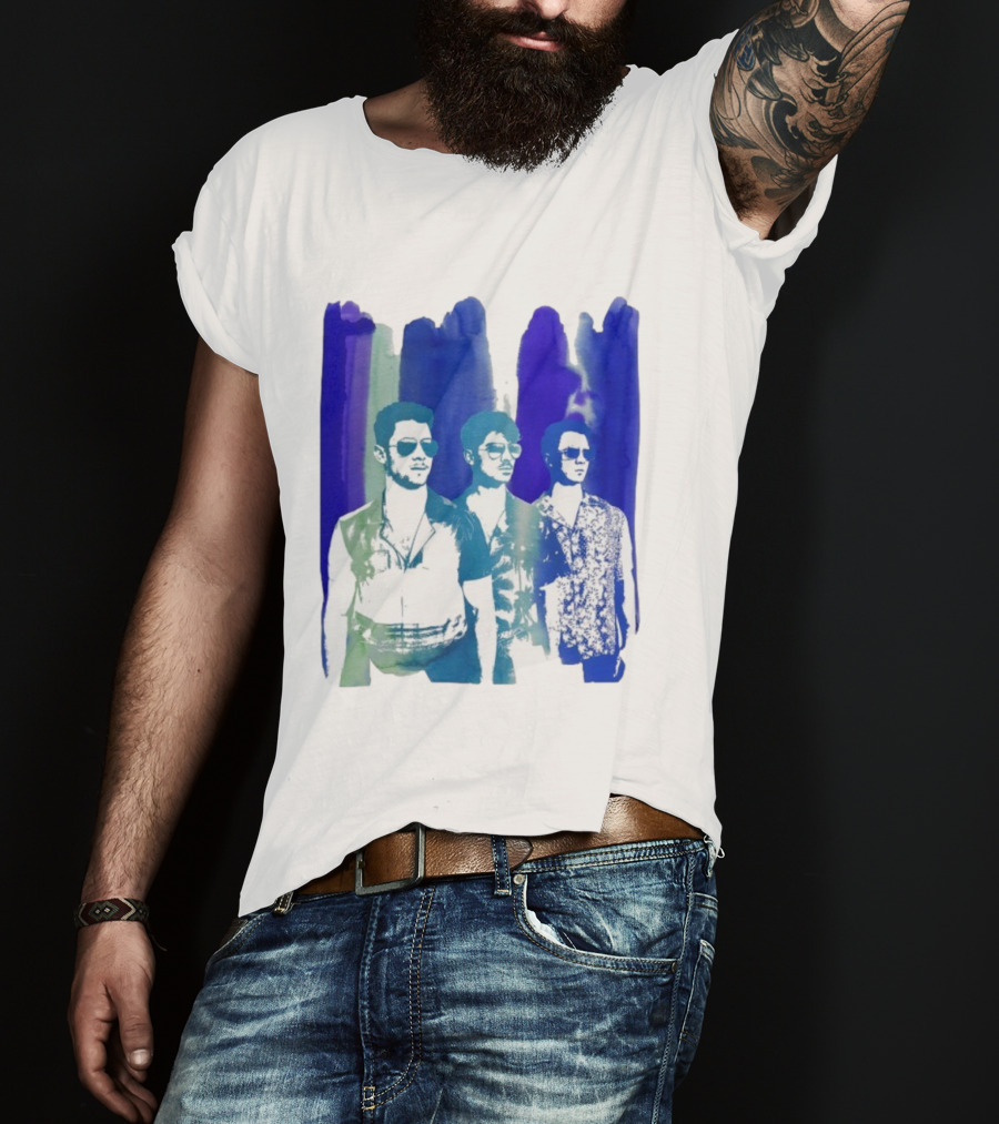 Jonas Brothers Cool Watercolor Style Portrait With Sunglasses T-Shirt