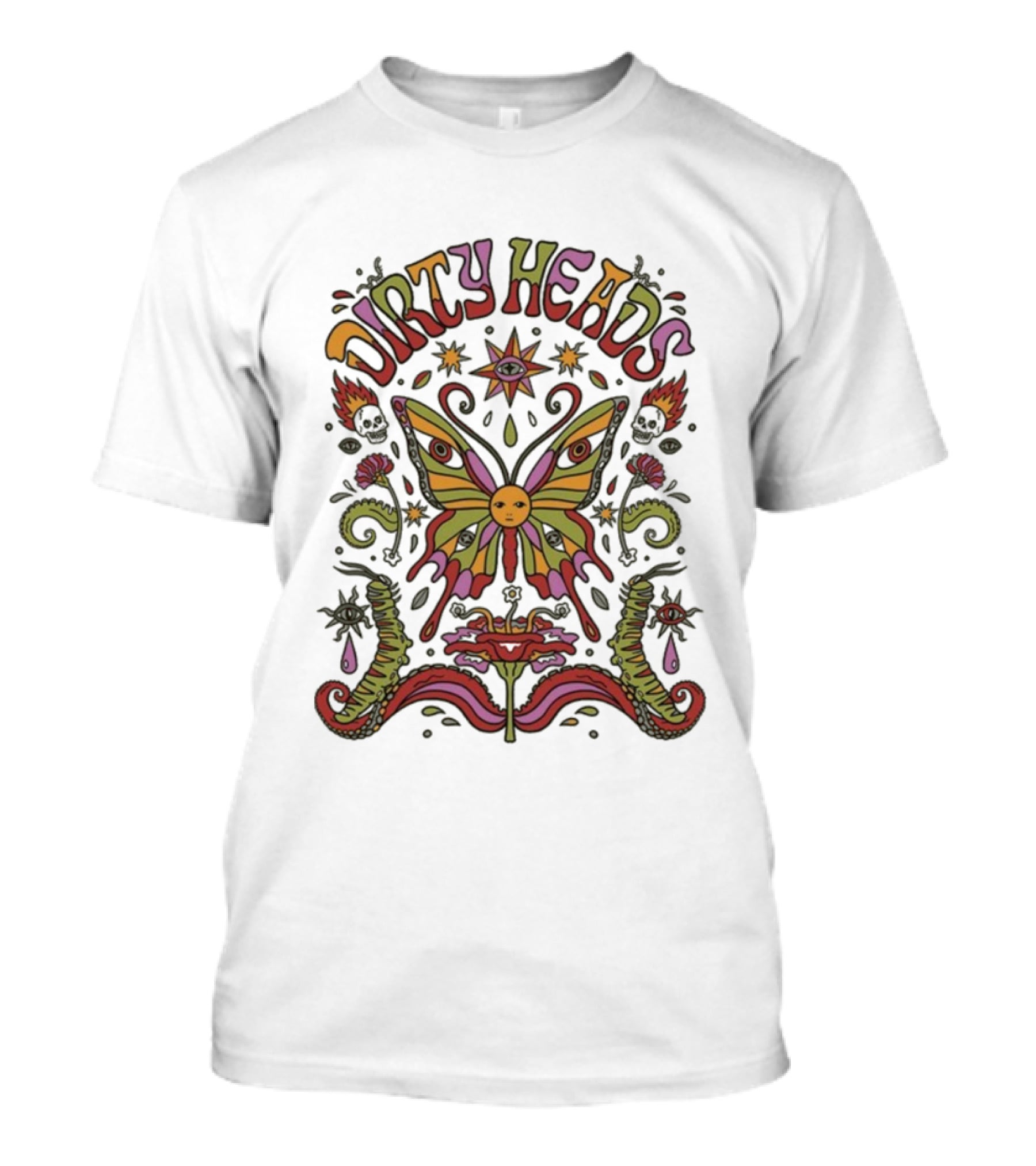 Dirty Heads Metamorphosis Psychedelic Butterfly Retro Style T-Shirt