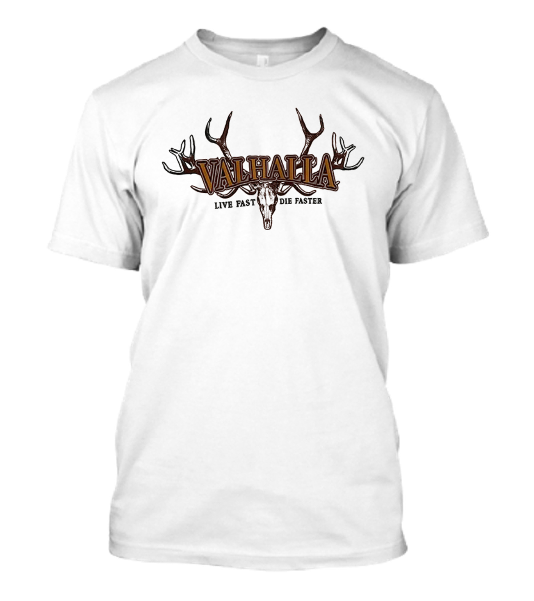 Valhalla Live Fast Die Faster Antler Skull T-Shirt