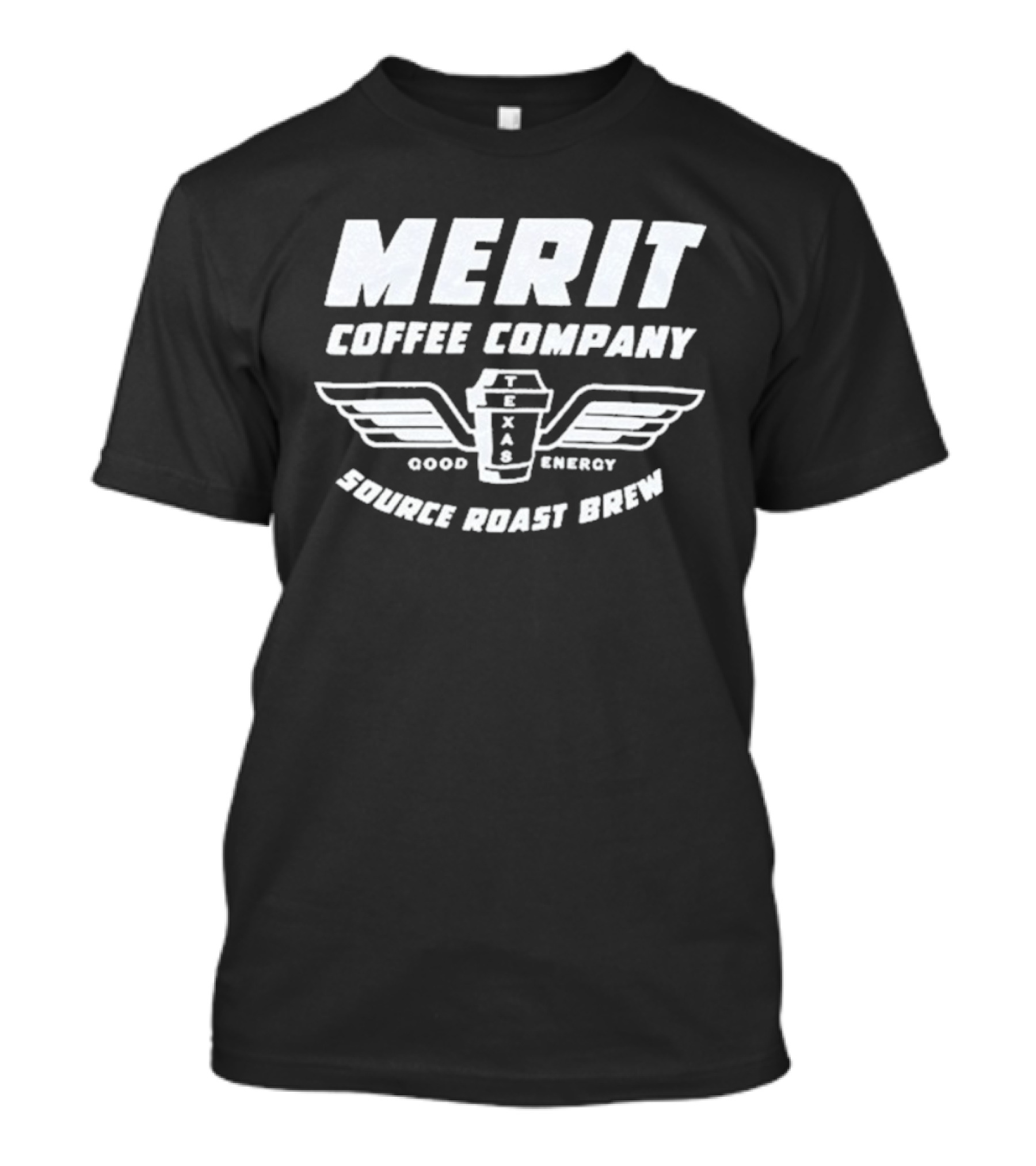 Merit Coffee Company Source Roast Brew Good Energy Winged Cup T-Shirt